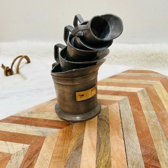 Vintage - Dutch Pewter Measuring Cup Decorative Set - Picture 6 of 7